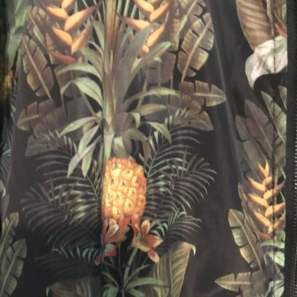 Cuidado con el Perro Men's Bomber Jacket Pineapple Pattern Size Large Black - Picture 9 of 10